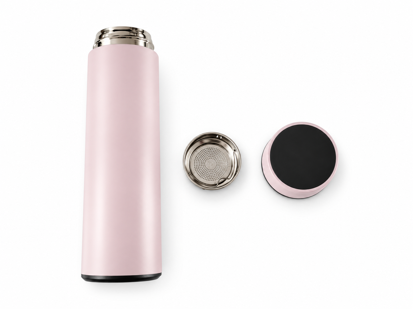 Gourde isotherme 480ml inox avec thermomètre tactile et filtre à thé