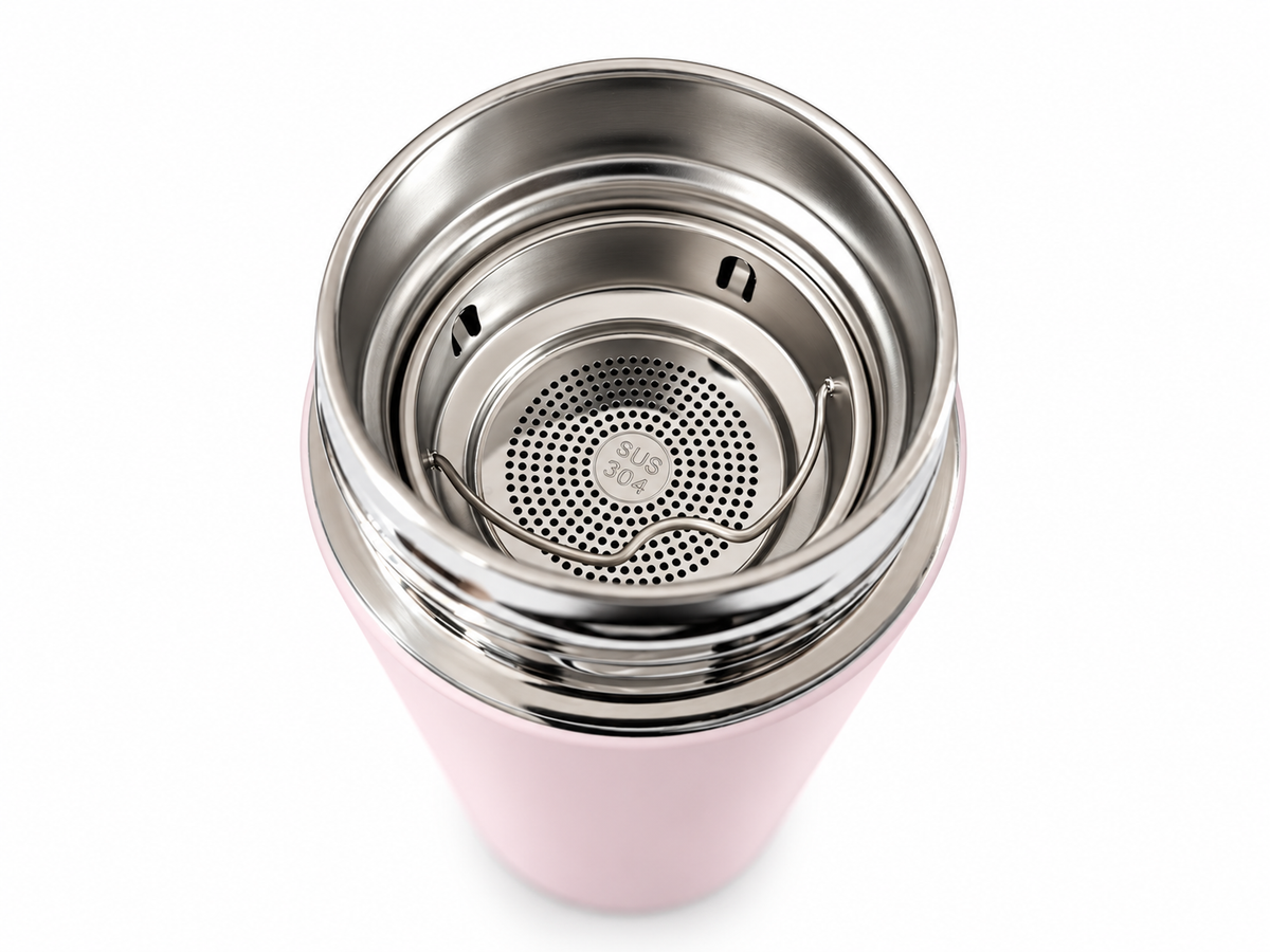 Gourde isotherme 480ml inox avec thermomètre tactile et filtre à thé
