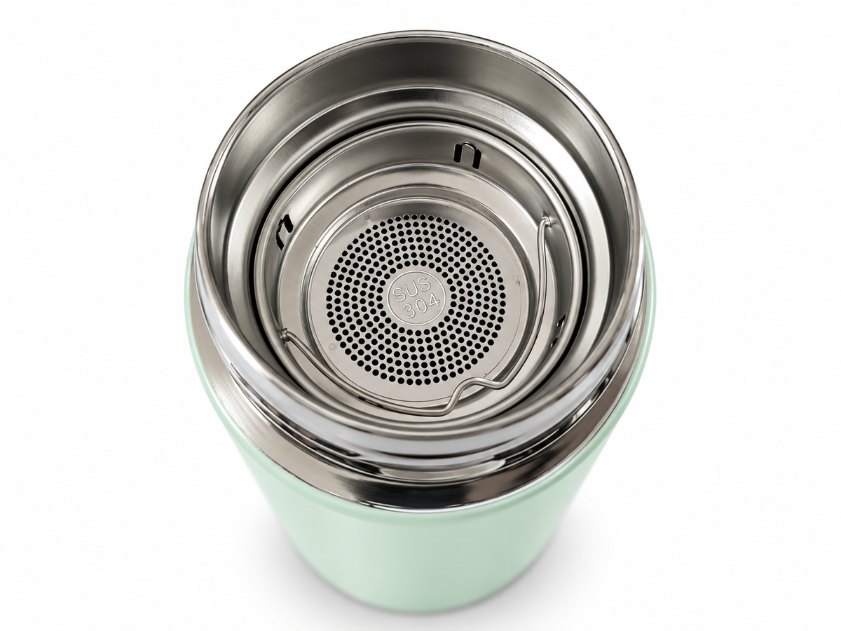 Gourde isotherme 480ml inox avec thermomètre tactile et filtre à thé