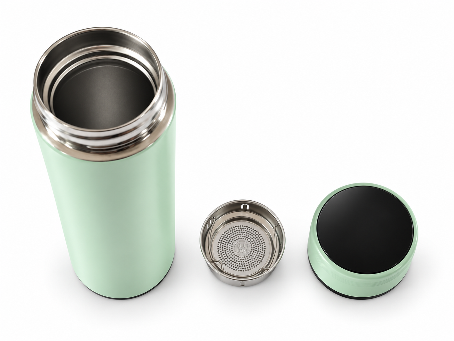Gourde isotherme 480ml inox avec thermomètre tactile et filtre à thé