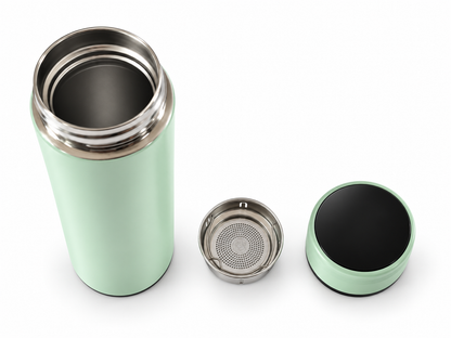 Gourde isotherme 480ml inox avec thermomètre tactile et filtre à thé