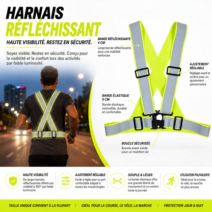 Harnais réfléchissant jaune fluorescent EN 17353 Type B3