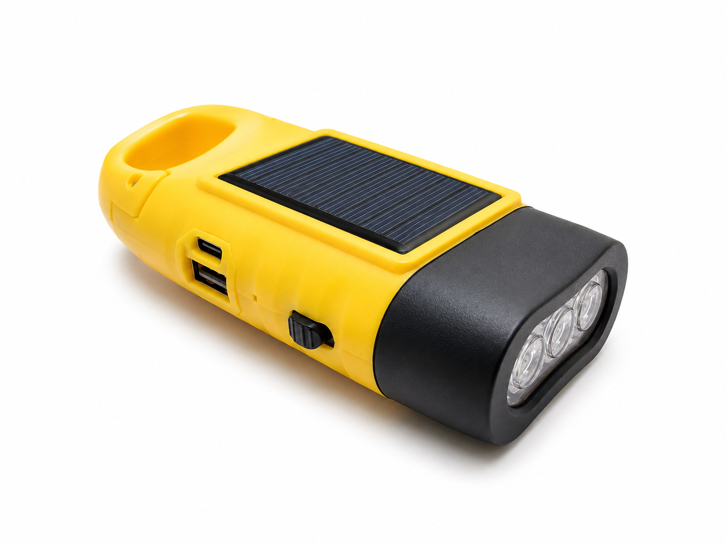Lampe LED rechargeable solaire dynamo USB-C avec crochet