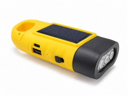 Lampe LED rechargeable solaire dynamo USB-C avec crochet