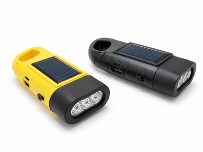 Lampe LED rechargeable solaire dynamo USB-C avec crochet