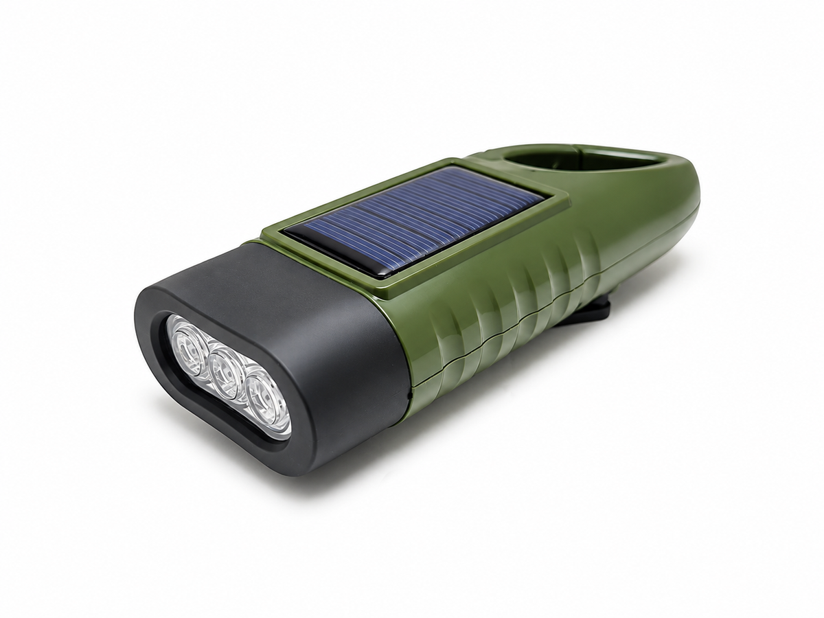 Lampe LED rechargeable solaire dynamo USB-C avec crochet