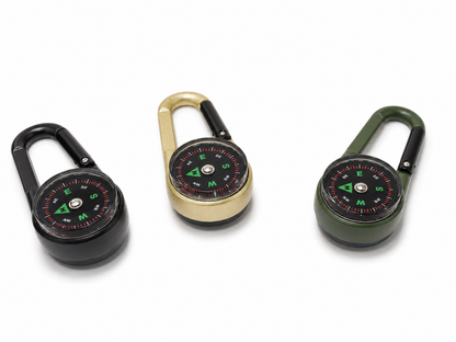 Mousquetons boussole thermomètre 3 en 1 noir doré et vert avec lecture Celsius Fahrenheit