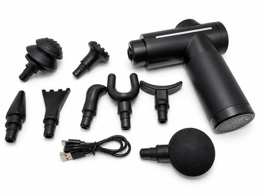 Pistolet de massage musculaire rechargeable – 32 vitesses avec 8 accessoires