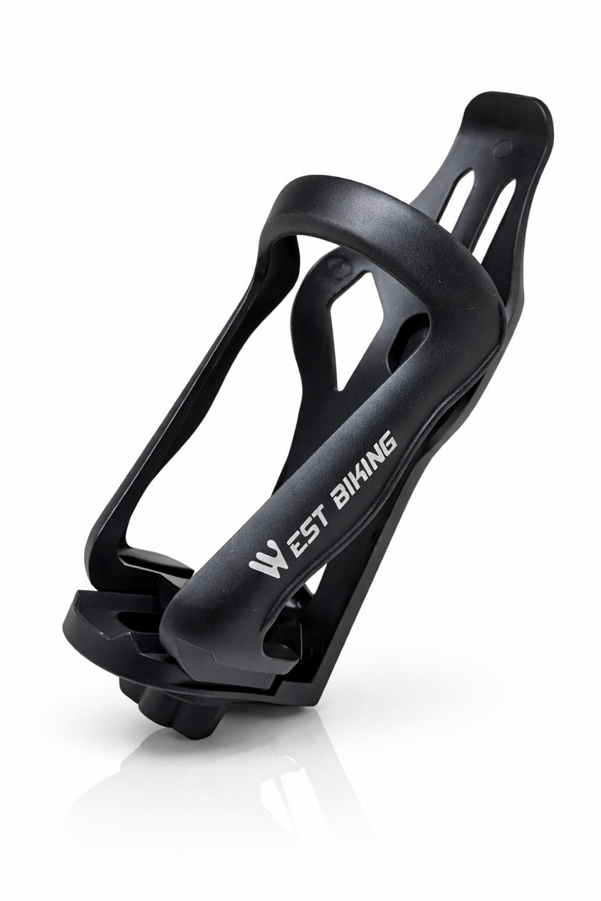 Porte-bidon vélo universel noir en polycarbonate vue de biais