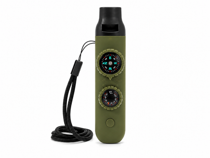 Sifflet de survie multifonction 7 en 1 – boussole, LED, loupe, miroir et thermomètre