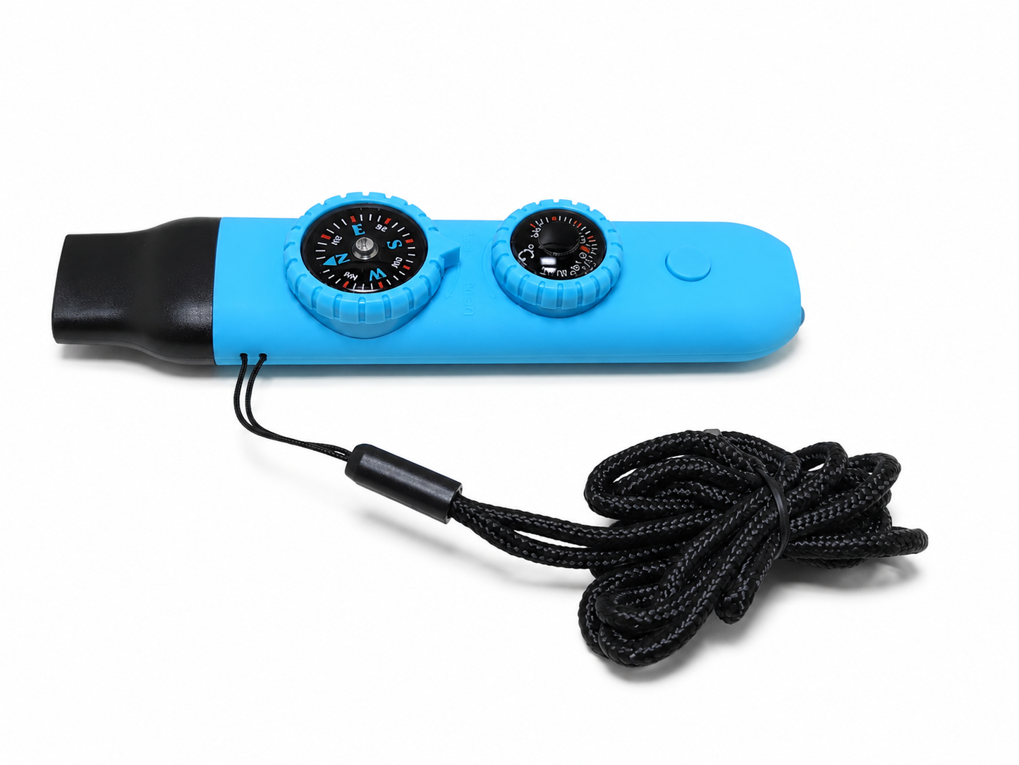 Sifflet de survie multifonction 7 en 1 – boussole, LED, loupe, miroir et thermomètre