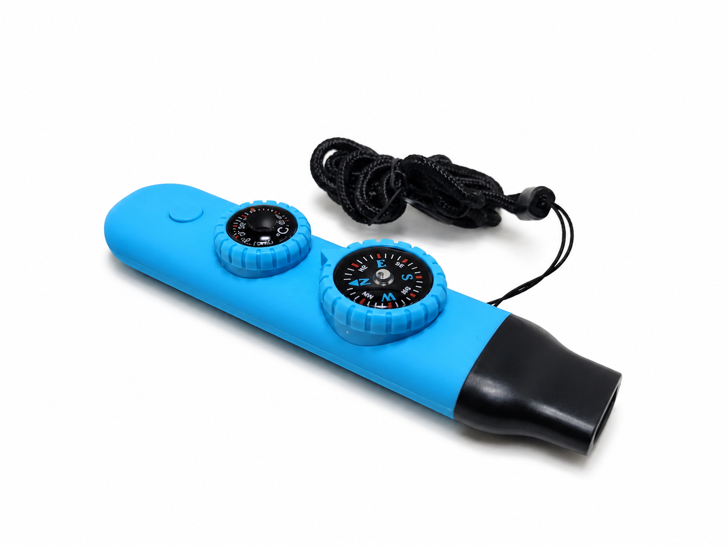 Sifflet de survie multifonction 7 en 1 – boussole, LED, loupe, miroir et thermomètre