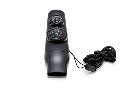 Sifflet de survie multifonction 7 en 1 – boussole, LED, loupe, miroir et thermomètre