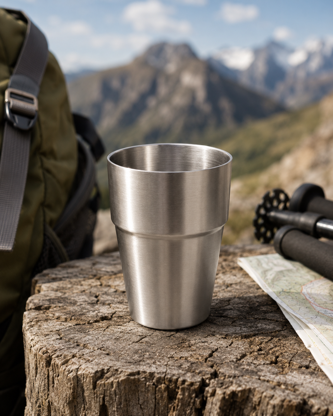 Tasse inox double paroi 300 ml – acier inoxydable 304 brossé