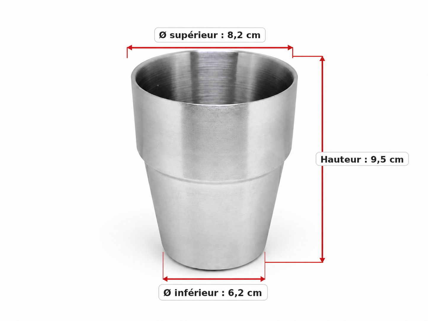 Tasse inox double paroi 300 ml – acier inoxydable 304 brossé