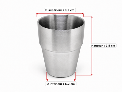 Tasse inox double paroi 300 ml – acier inoxydable 304 brossé