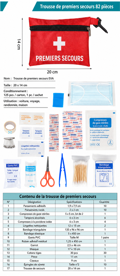 Trousse de 1er secours 82 pièces