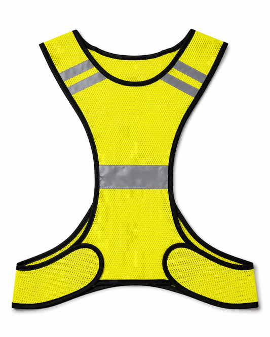 Veste rétro-réfléchissante LED jaune fluo avec lumière rouge arrière